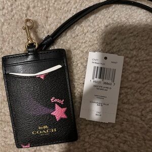 Coach Black and Pink Star ID Holder